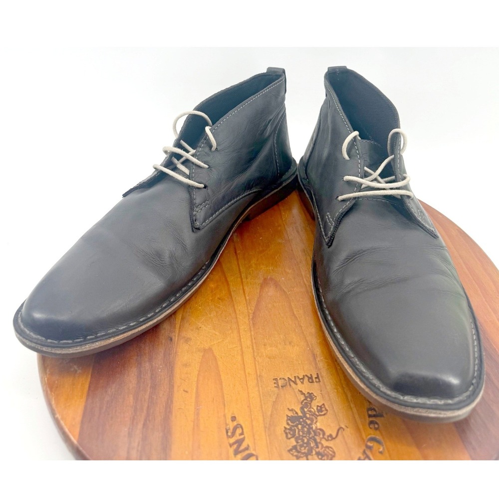 Michael Shannon Ashton Chukka Boots Mens 10.5 Black Square Toe Leather Dressy